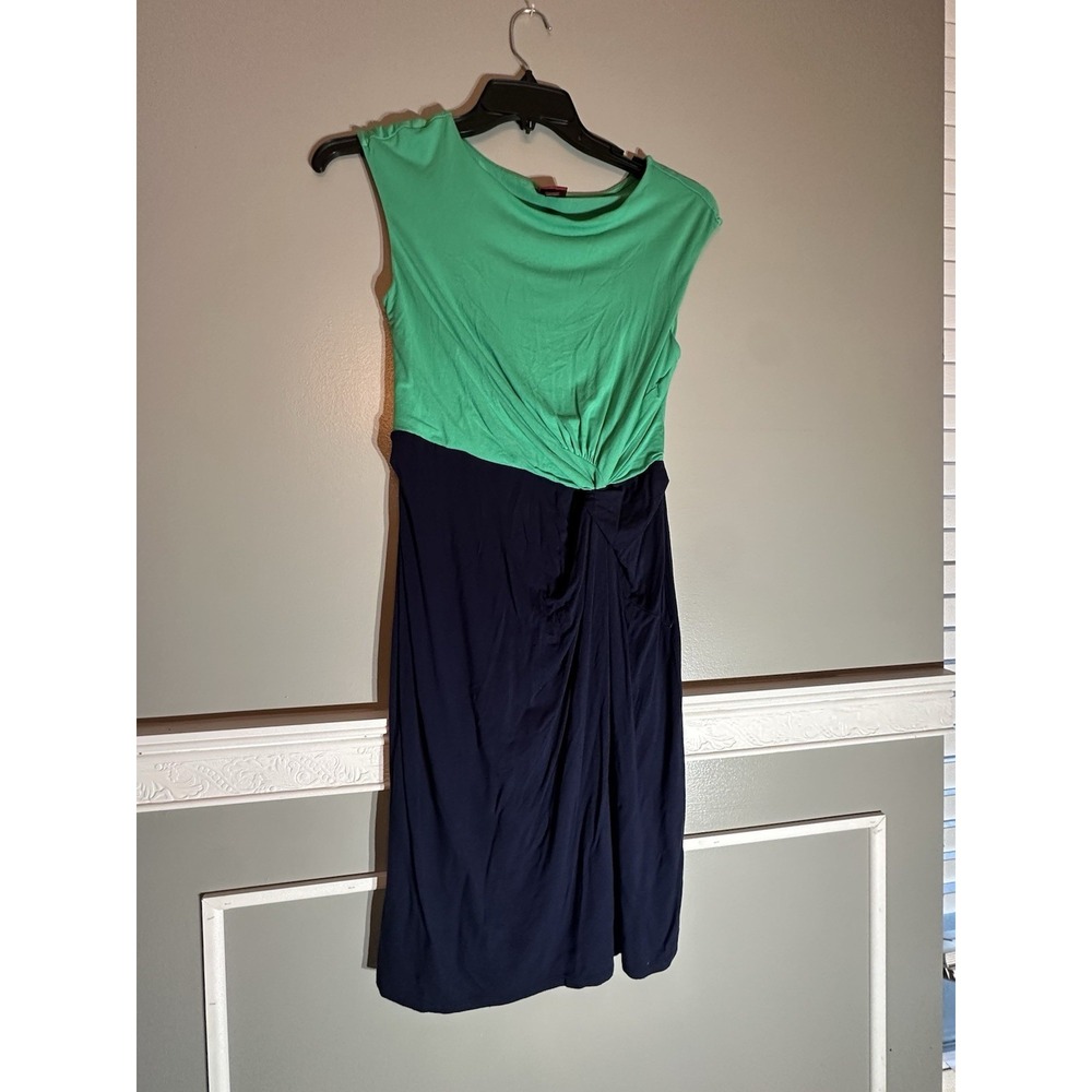 Merona Size Medium Green And Navy Dress Sleeveless